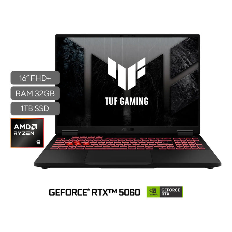 Portatil Asus Tuf Gaming A16 Amd Ryzen 9 16gb 1tb Rtx 5060 Gris