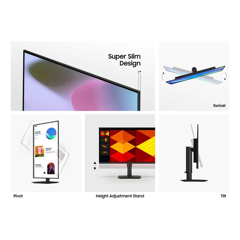 Monitor Ajustable Samsung 22 Essential Full Hd Ips 100hz Negro Ls22d402 110v