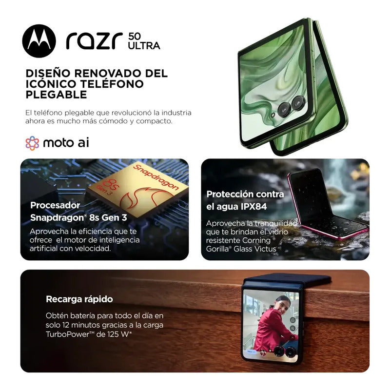 Celular Motorola Moto Razr 50 Ultra 5g 512gb 12gb Verde Oscuro