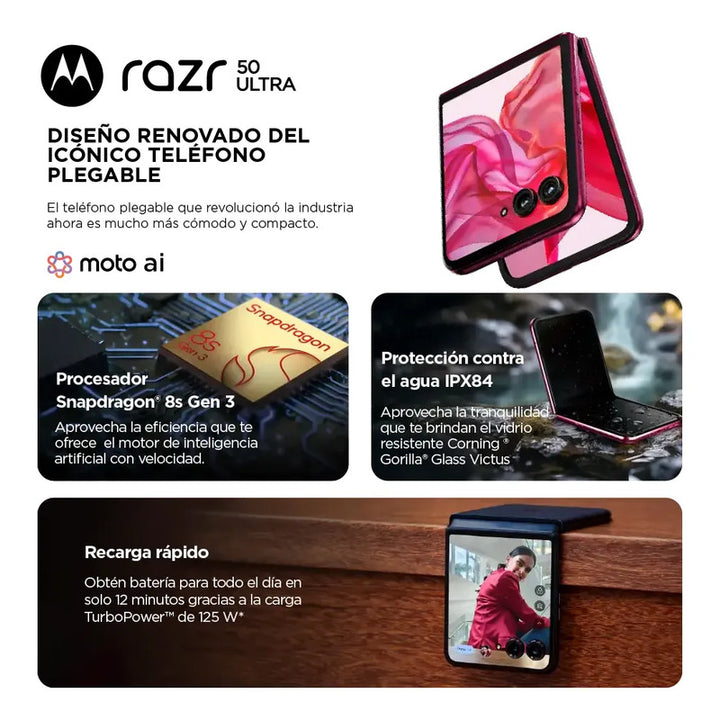 Celular Motorola Moto Razr 50 Ultra 5g 512gb 12gb Rosa Chicle