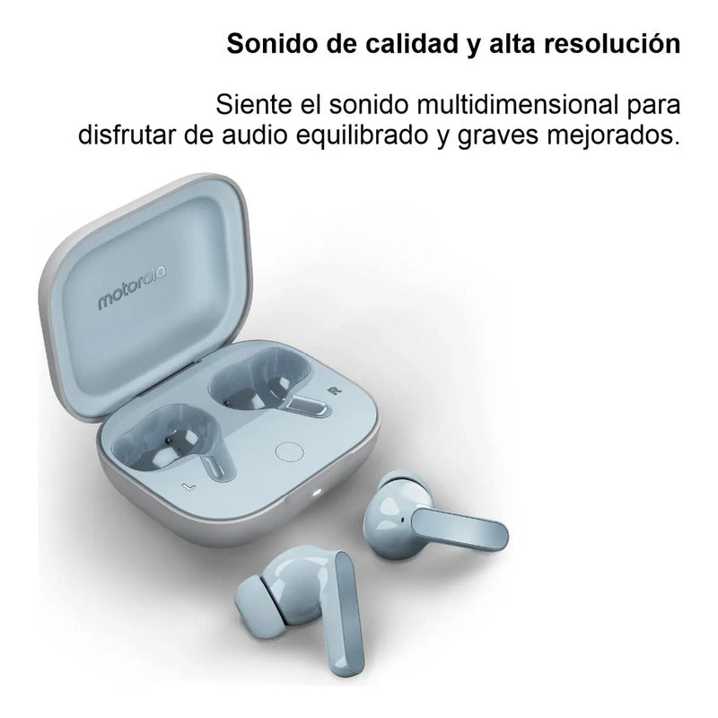 Audífonos Motorola Moto Buds Bluetooth 5.3 Celeste Ilusion Azul Azul