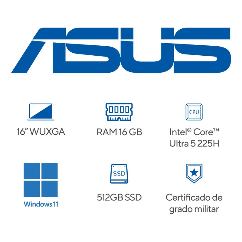 Portatil Asus Vivobook 16 Intel Core Ultra 5 16gb 512gb 16  Azul