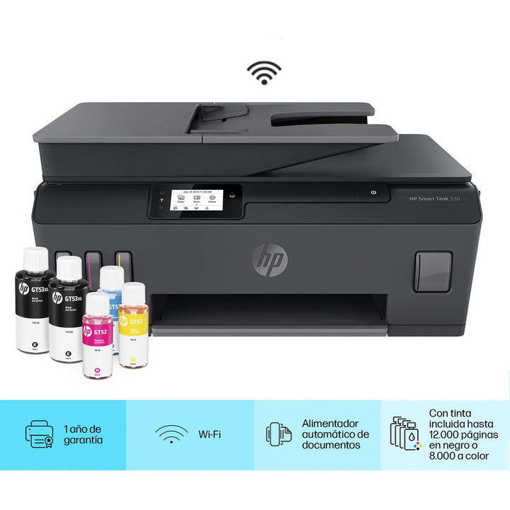 Impresora Multifuncional Hp Smart Tank 530 Tinta Continua Color Wi-fi Smart App Adf Negro 110v
