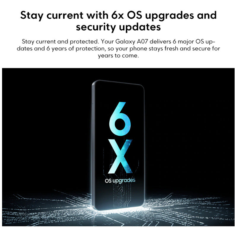 Samsung Galaxy A07 128 Gb, Teléfono Celular De 4 Gb, Cámara De 50 Mp, Pantalla 6.7, Protección Ip54, Procesador De 6 Nm, Negro