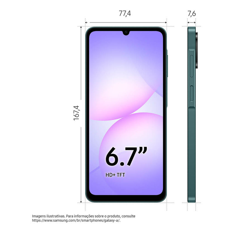 Samsung Galaxy A07 128 Gb, Teléfono Celular De 4 Gb, Cámara De 50 Mp, Pantalla 6.7, Protección Ip54, Procesador De 6 Nm, Verde