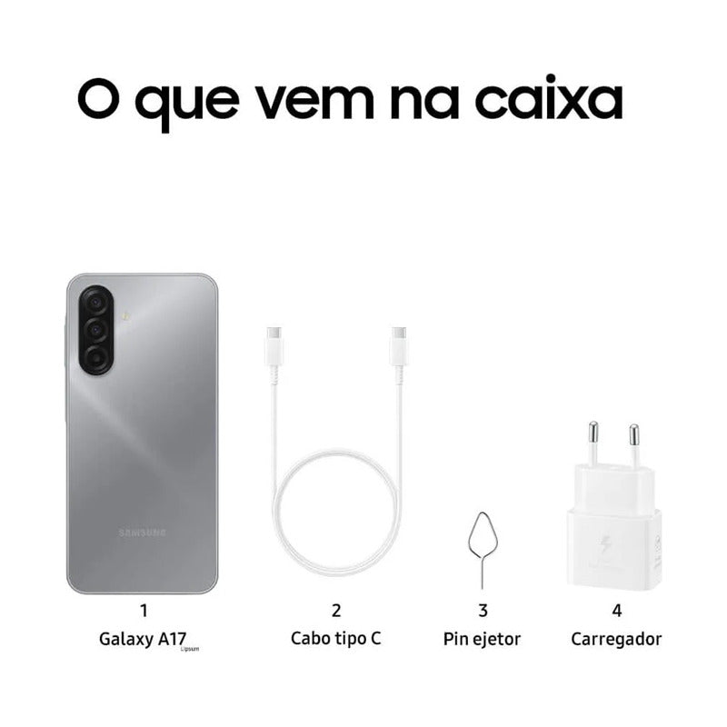 Teléfono Móvil Samsung Galaxy A17 Con Ia, 128 Gb, 4 Gb De Ram, Cámara De 50 Mp, Pantalla De 6.7 Pulgadas, Nfc, Ip54, Gris