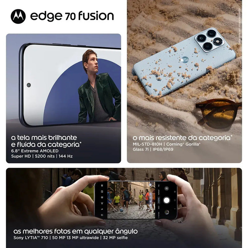 Smartphone Motorola Edge 70 Fusion 5g, 256 Gb, 24 Gb (8 Gb De Ram + 16 Gb De Ram Boost), Cámara Sony Lytia 710 De 50 Mp, Pantalla Extreme Amoled De 144 Hz De 1,5 K, Color Verde