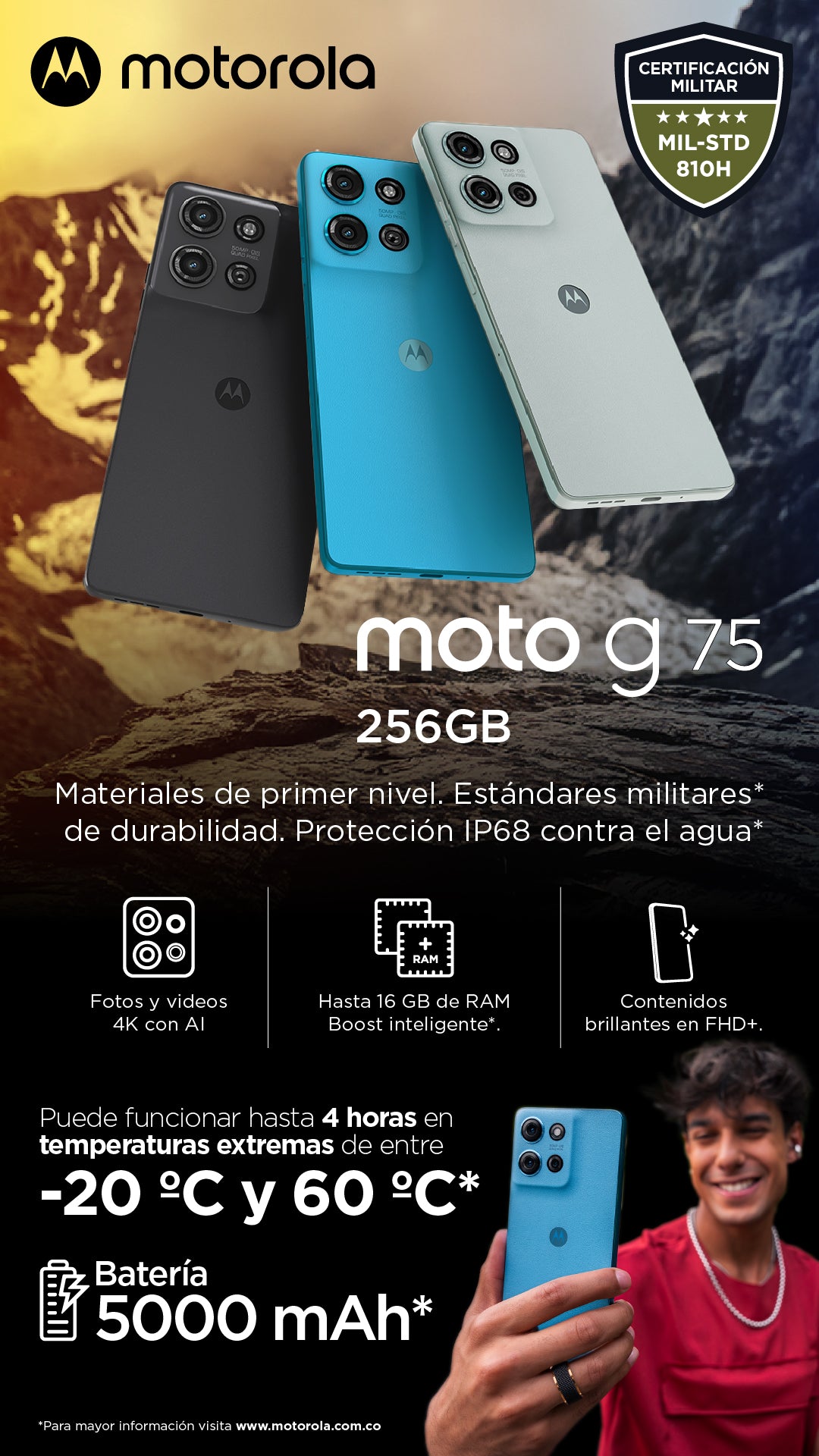 Celular Motorola G75 8 GB RAM 256 GB 5G Verde Suculenta
